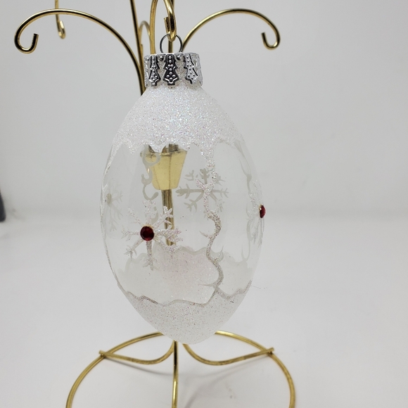 Vintage Clear Glass & snowflake & glitter decorated Lot of 3 Christmas ornament - Picture 6 of 8